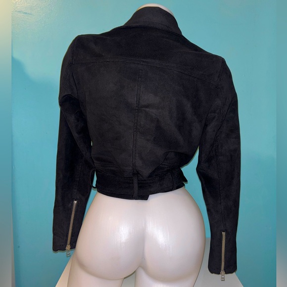 ARITZIA Talula MORTON JACKET Faux Suede Biker Moto BLACK XS - Picture 2 of 3